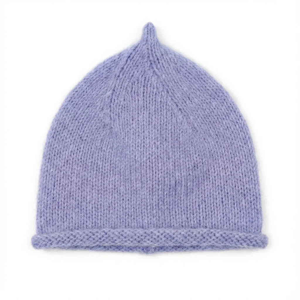 Bonnet en pointe tricoté – Angora & Fait main
