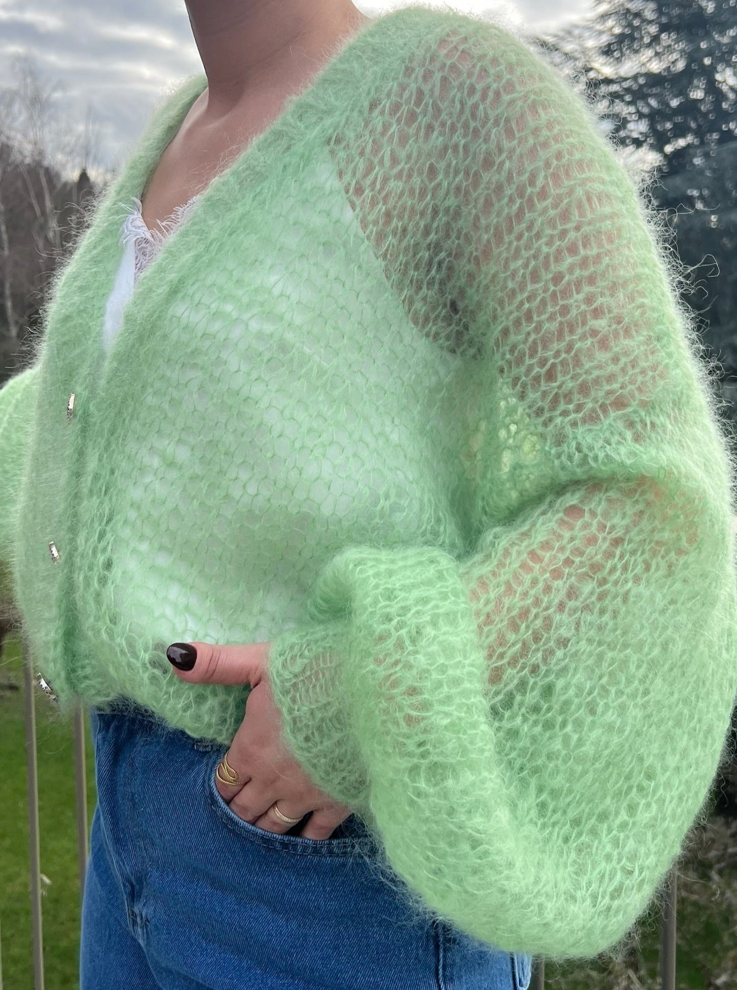 Cardigan Tendresse - Tricot Femme Vert Pastel