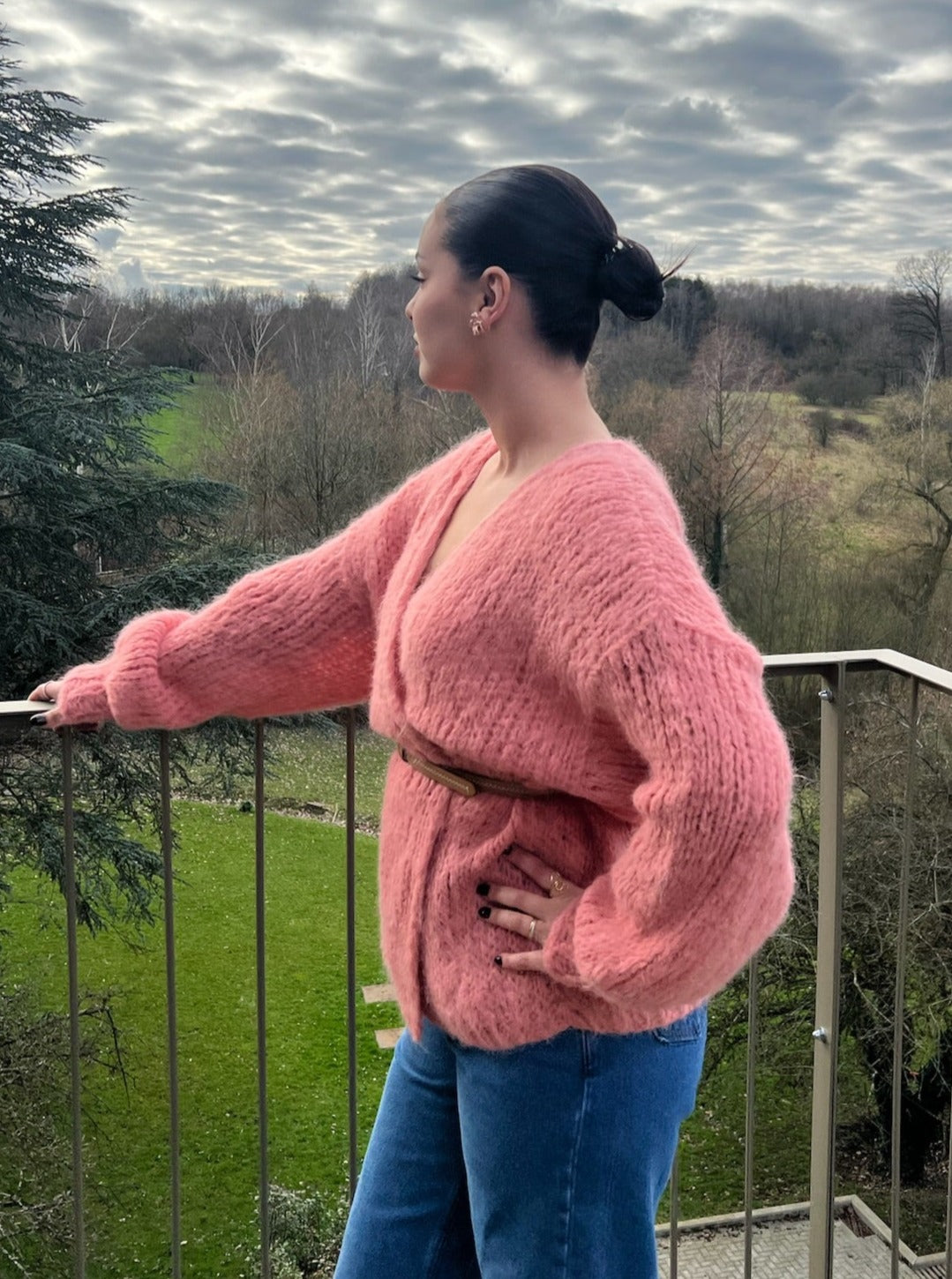 Gilet Marguerite - Tricot Femme Rosé Délicat