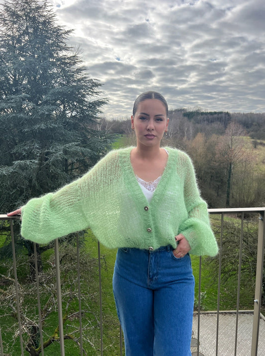 Cardigan Tendresse - Tricot Femme Vert Pastel