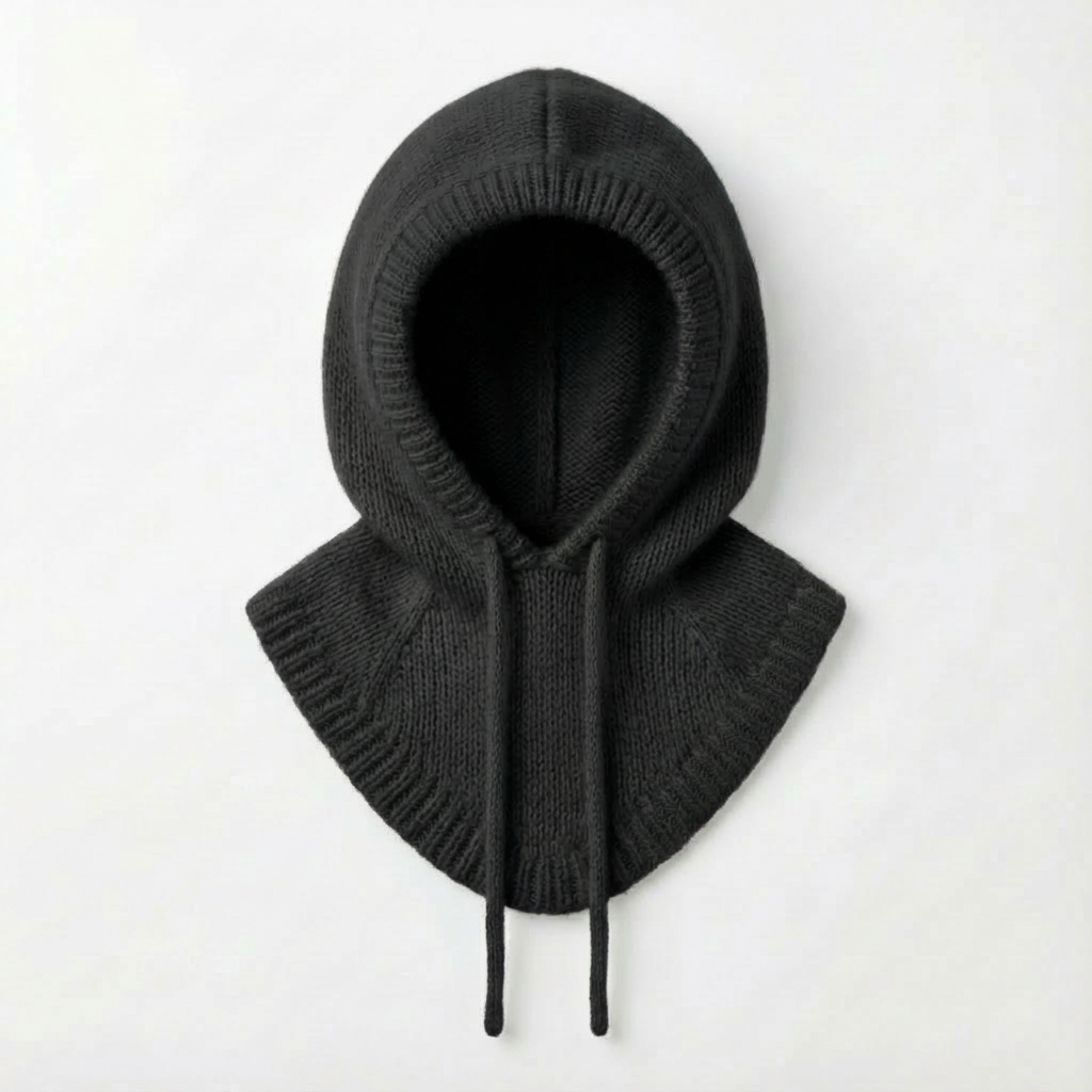 Cagoule hivernale en angora – tricotée à la main