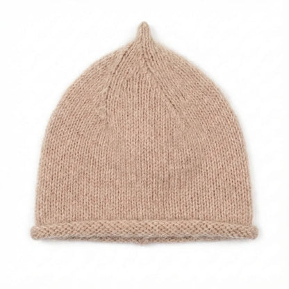 Bonnet en pointe tricoté – Angora & Fait main