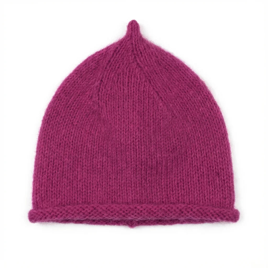 Bonnet en pointe tricoté – Angora & Fait main