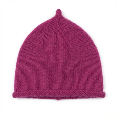 Bonnet en pointe tricoté – Angora & Fait main