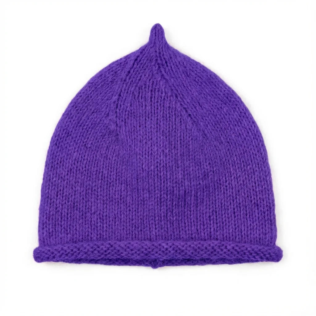 Bonnet en pointe tricoté – Angora & Fait main