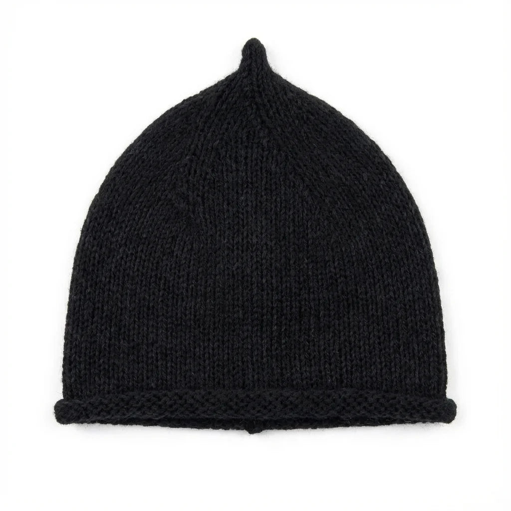 Bonnet en pointe tricoté – Angora & Fait main