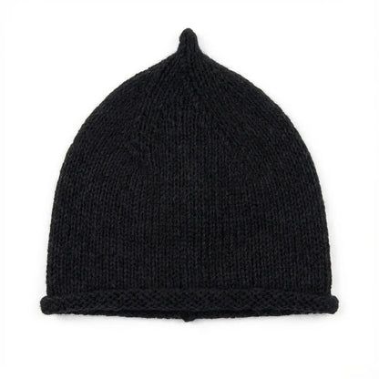 Bonnet en pointe tricoté – Angora & Fait main
