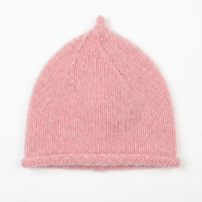 Bonnet en pointe tricoté – Angora & Fait main
