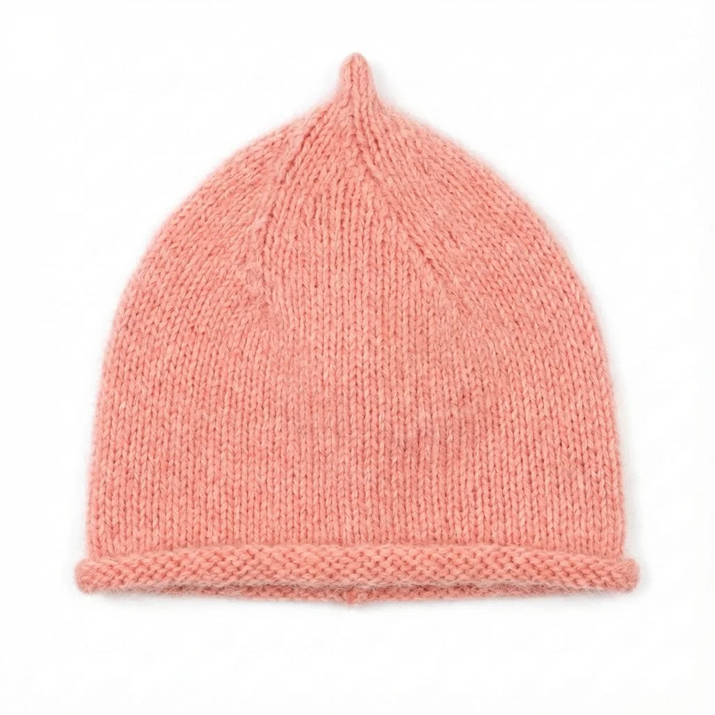 Bonnet en pointe tricoté – Angora & Fait main