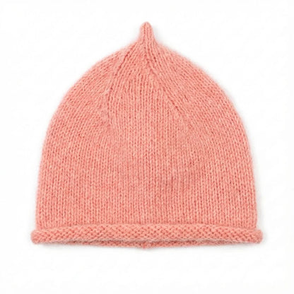 Bonnet en pointe tricoté – Angora & Fait main