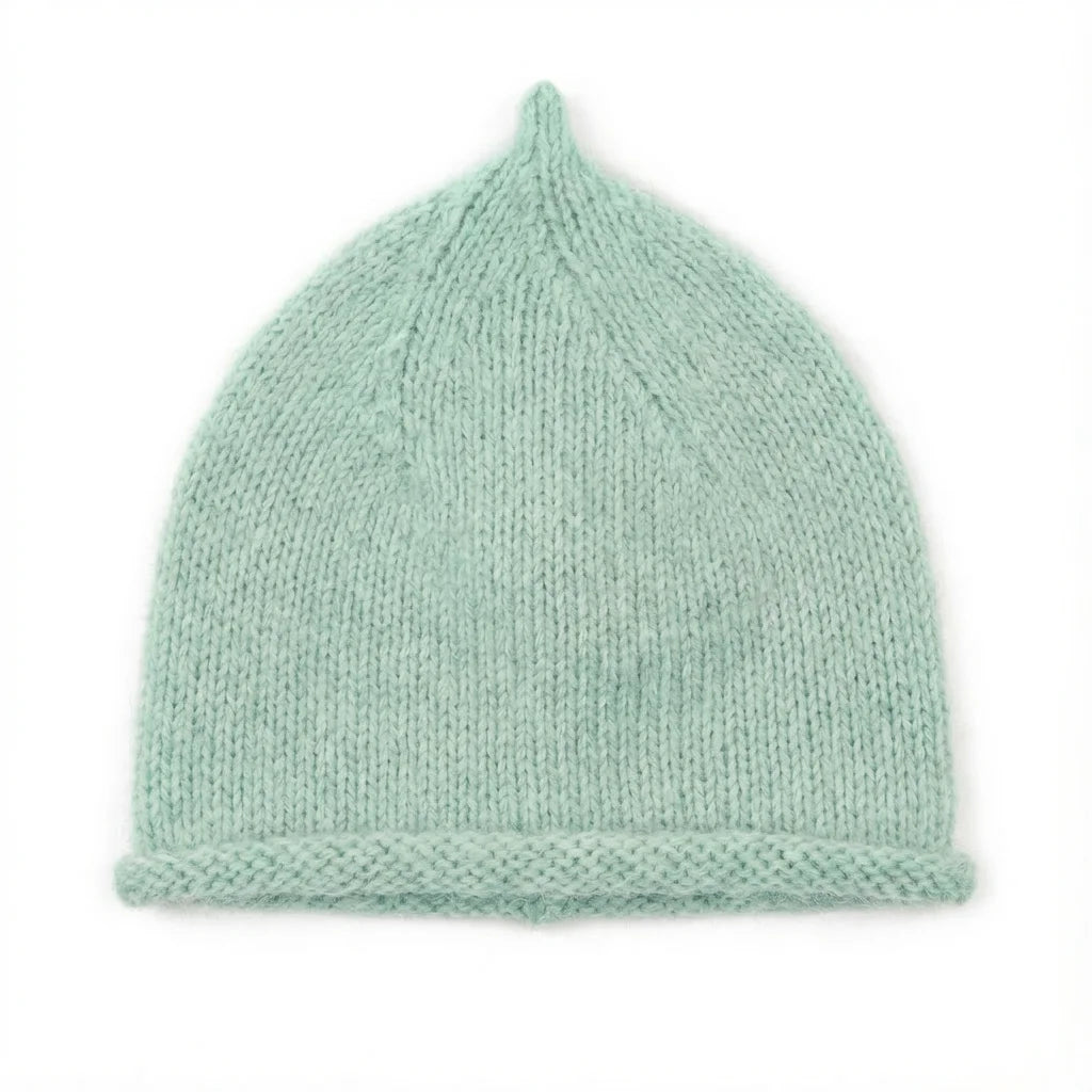 Bonnet en pointe tricoté – Angora & Fait main