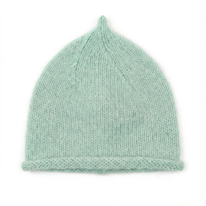 Bonnet en pointe tricoté – Angora & Fait main