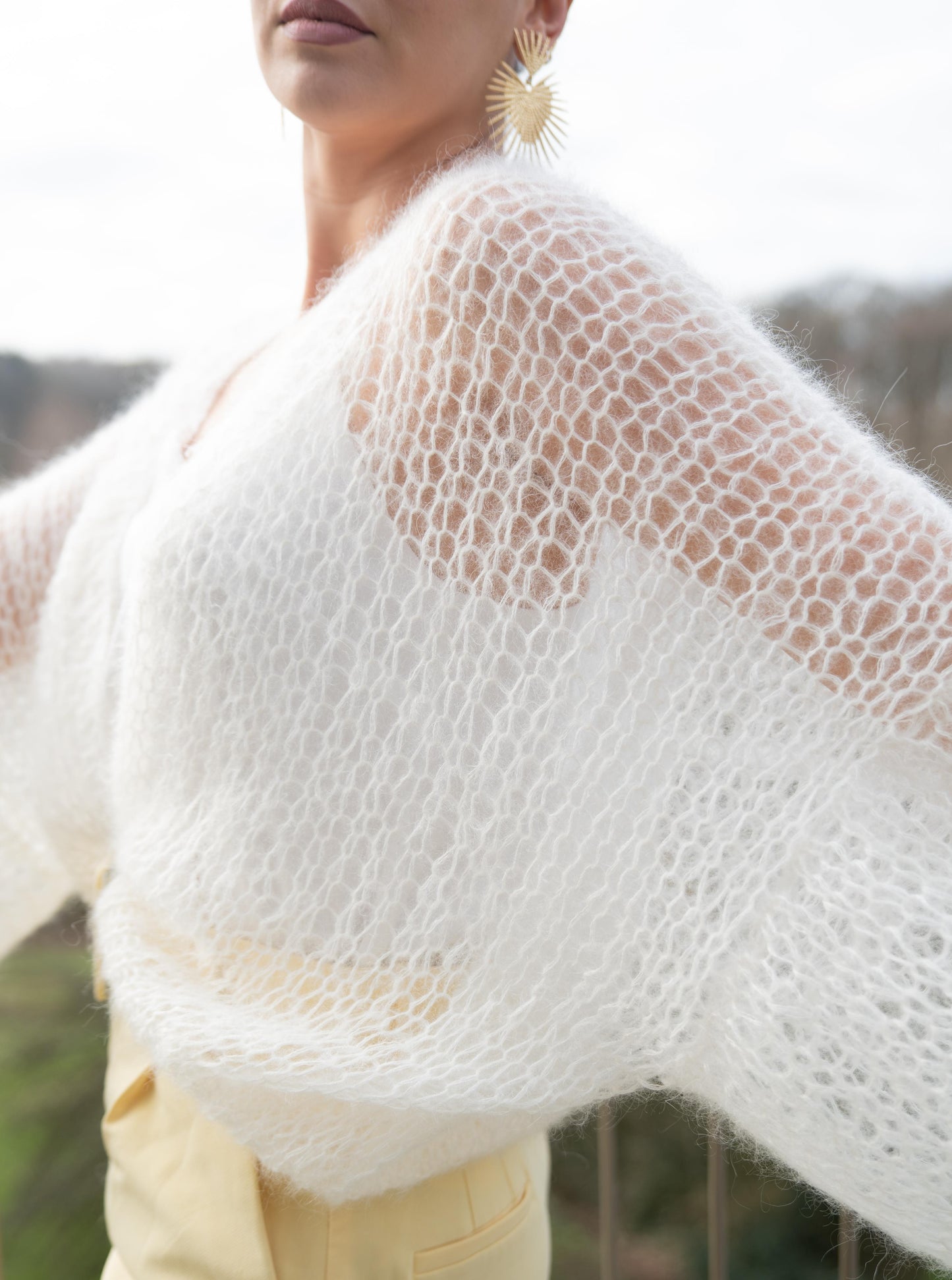 Cardigan Nuage - Tricot Femme Blanc Bouffantes