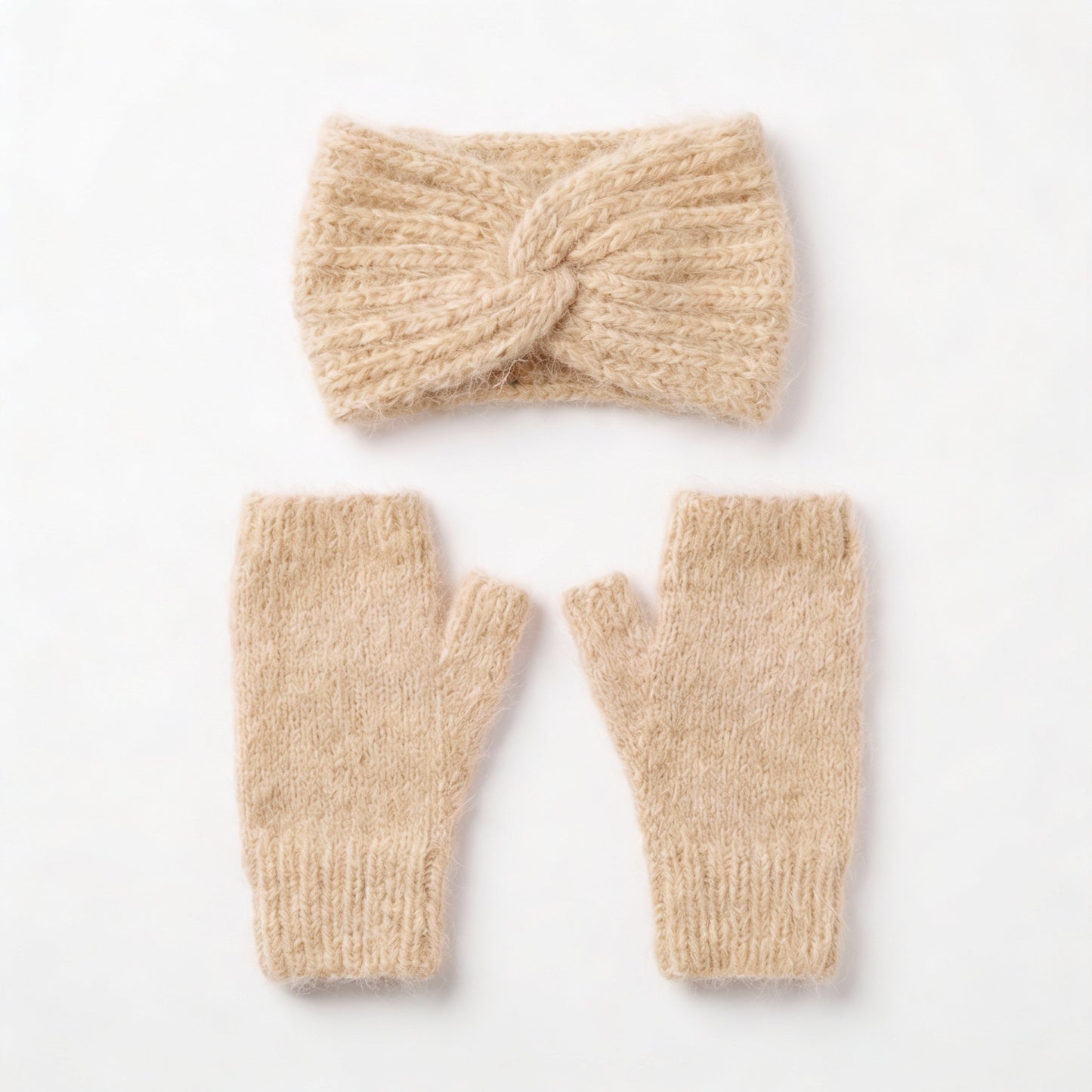 Mitaines + Bandeau d'hiver - Pack 2 en 1 tricoté main