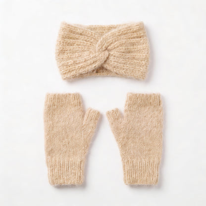 Mitaines + Bandeau d'hiver - Pack 2 en 1 tricoté main