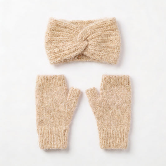 Mitaines + Bandeau d'hiver - Pack 2 en 1 tricoté main