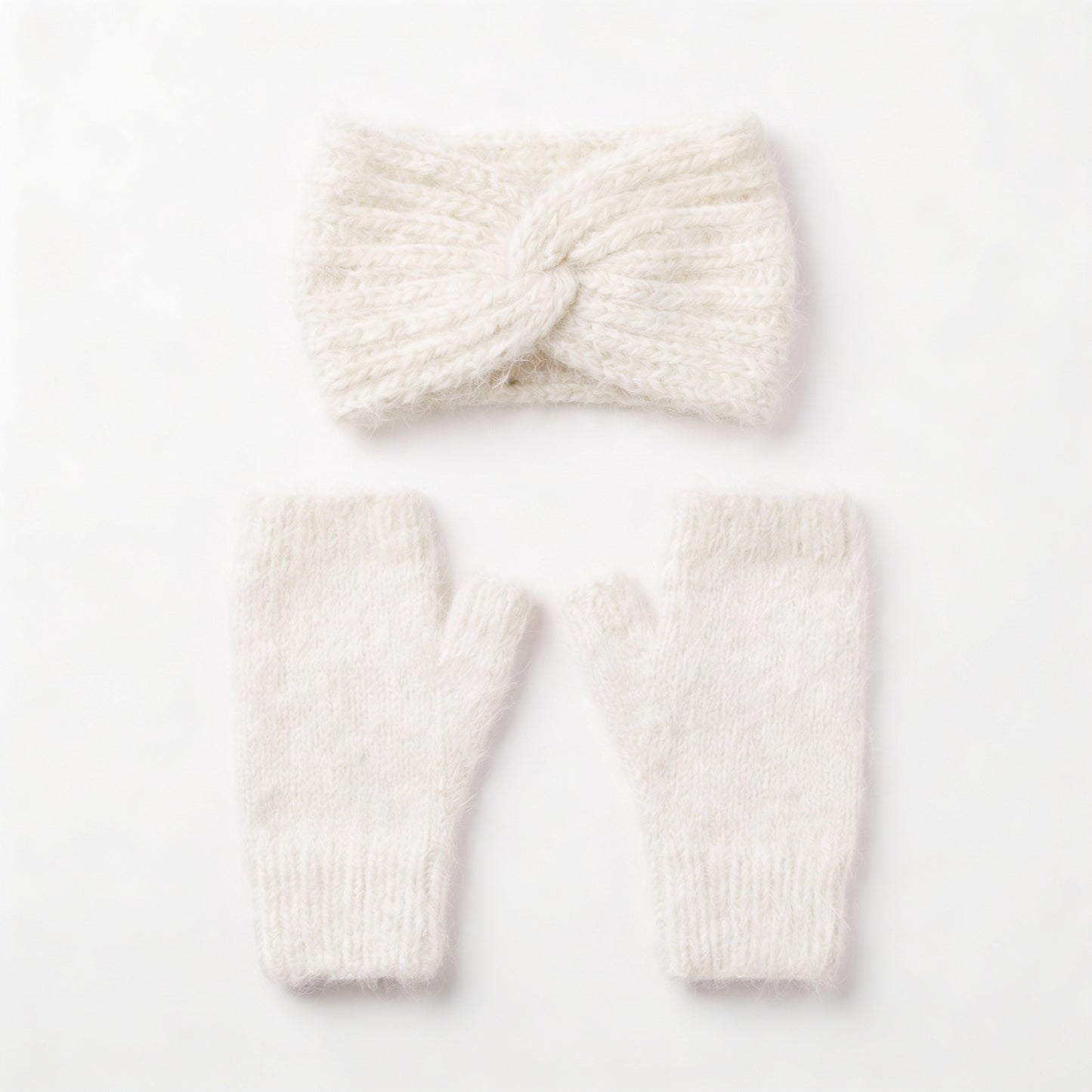 Mitaines + Bandeau d'hiver - Pack 2 en 1 tricoté main