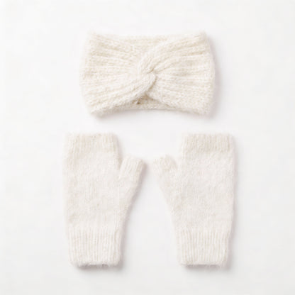 Mitaines + Bandeau d'hiver - Pack 2 en 1 tricoté main