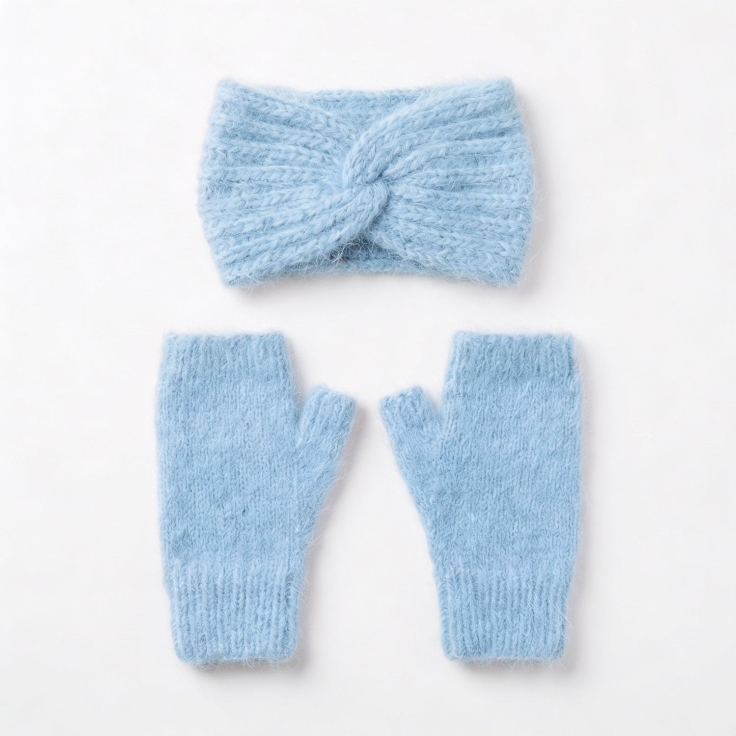 Mitaines + Bandeau d'hiver - Pack 2 en 1 tricoté main