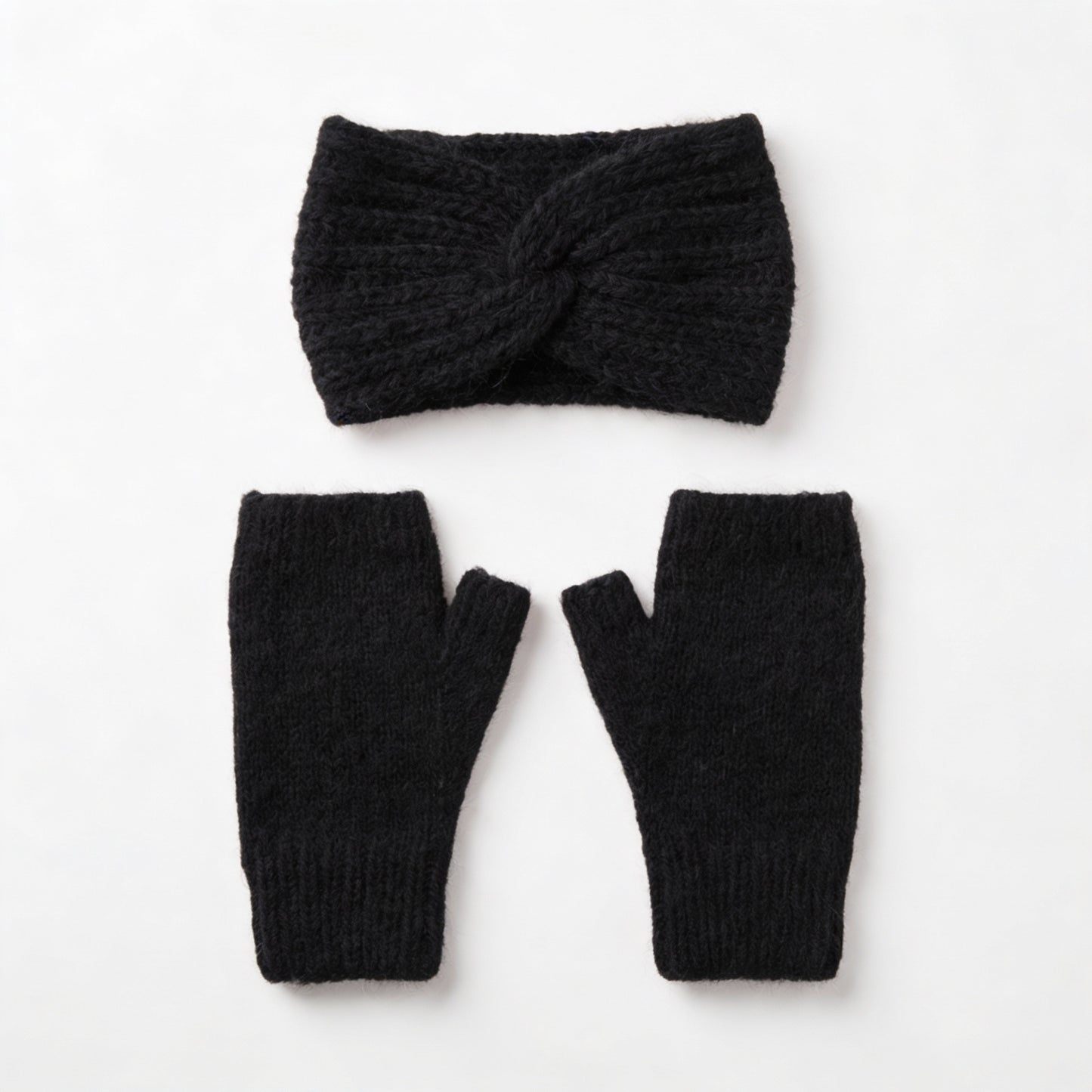 Mitaines + Bandeau d'hiver - Pack 2 en 1 tricoté main