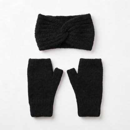 Mitaines + Bandeau d'hiver - Pack 2 en 1 tricoté main