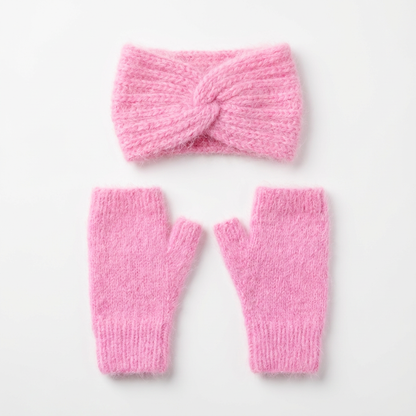 Mitaines + Bandeau d'hiver - Pack 2 en 1 tricoté main