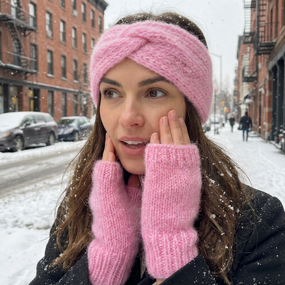 Mitaines + Bandeau d'hiver - Pack 2 en 1 tricoté main