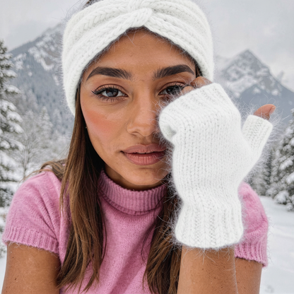 Mitaines + Bandeau d'hiver - Pack 2 en 1 tricoté main