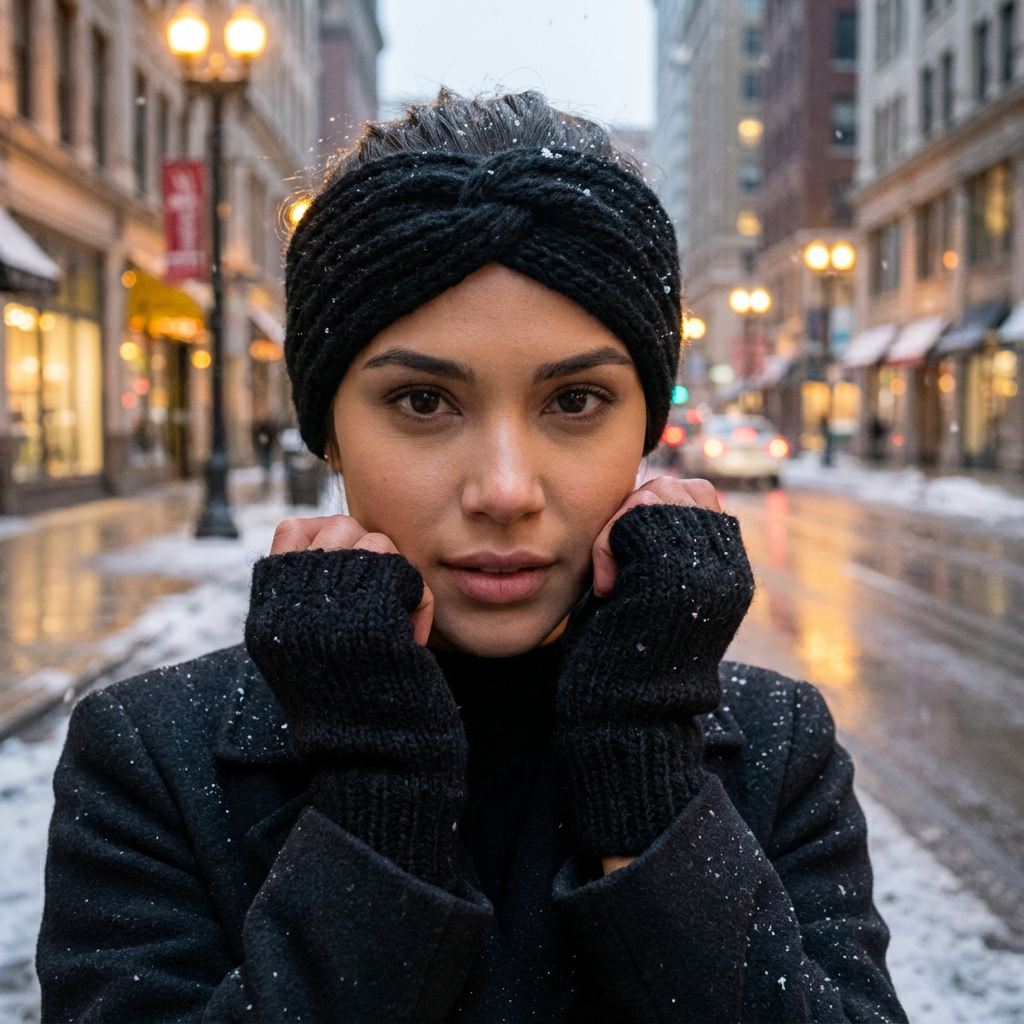 Mitaines + Bandeau d'hiver - Pack 2 en 1 tricoté main