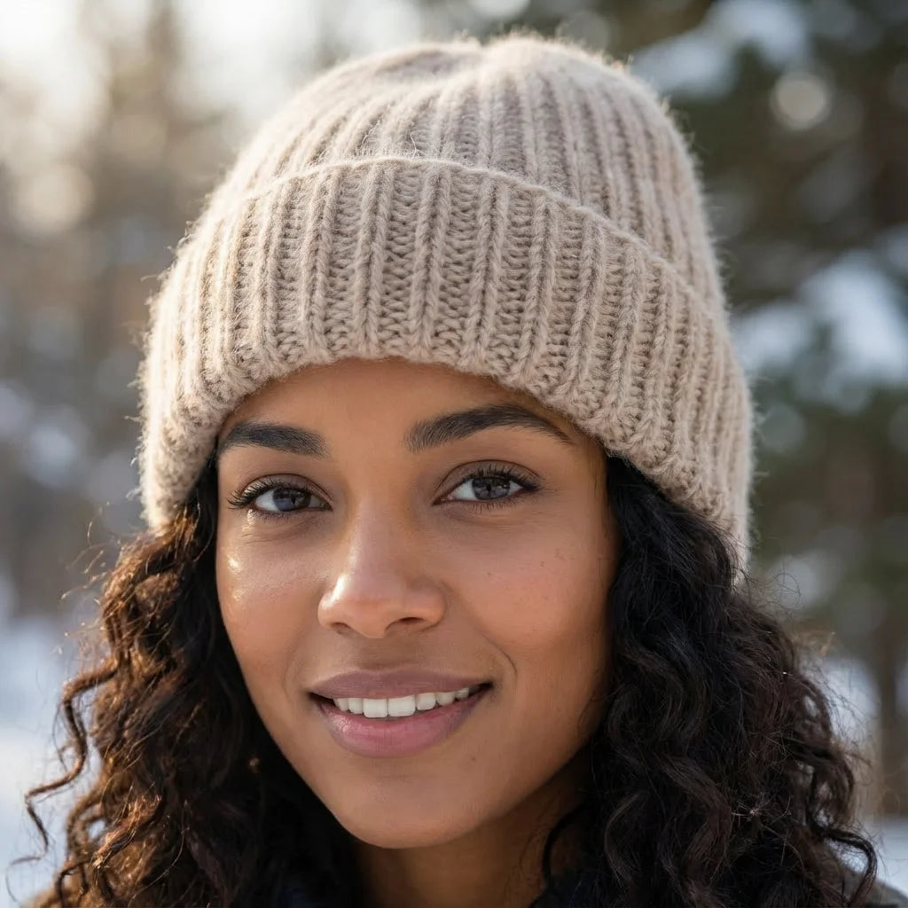 Bonnet en tricot femme – Angora & Fait main