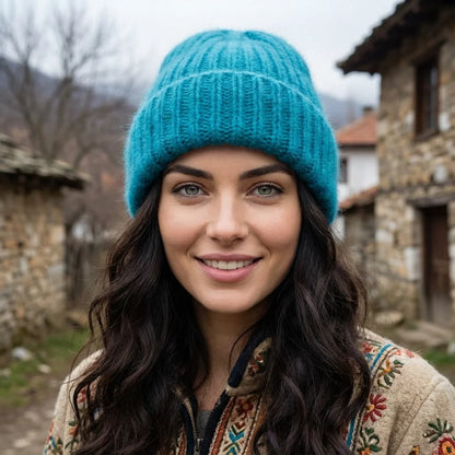 Bonnet en tricot femme – Angora & Fait main