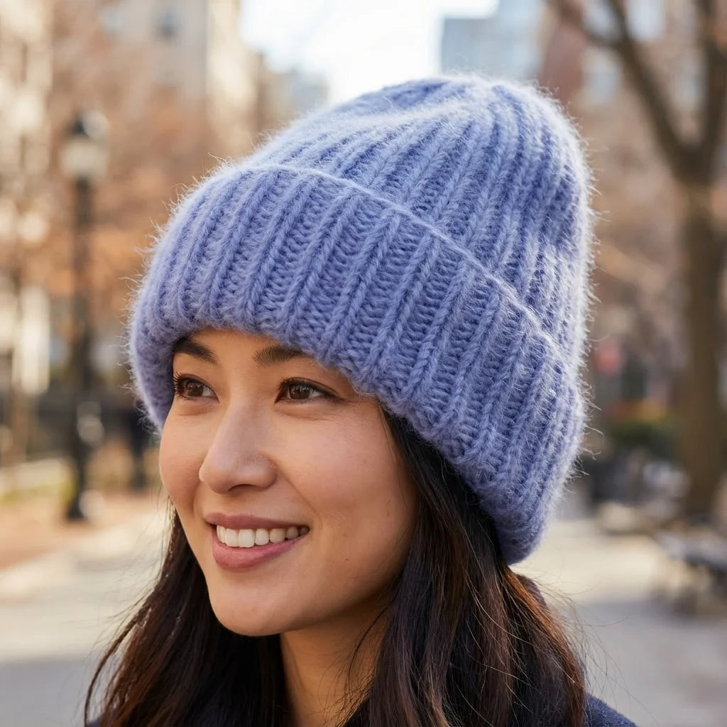 Bonnet en tricot femme – Angora & Fait main