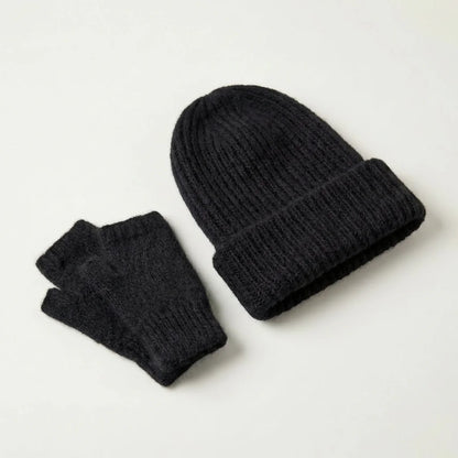 Bonnet Long & Mitaines en Angora : 2 en 1